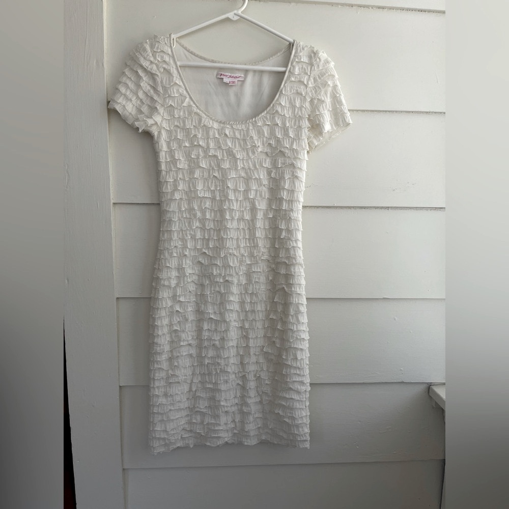 White Vintage Betsey Johnson Ruffled Mini dress